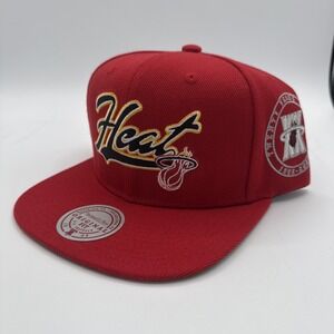 Mitchell & Ness Miami Heat 20th Anniversary Embroidered Red Snapback Hat